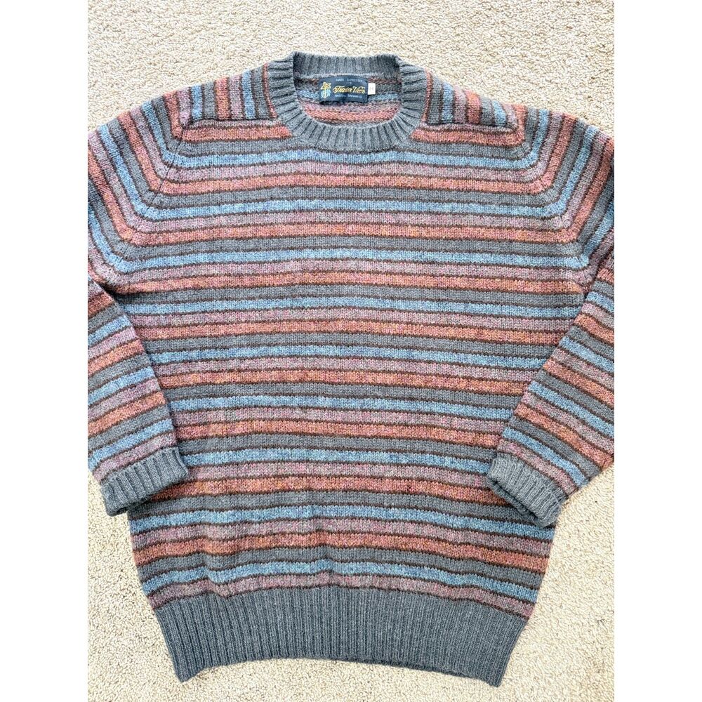 Vintage Trader Vic’s 100% Pure Wool Striped Crewneck Sweater Medium Bahamas 96